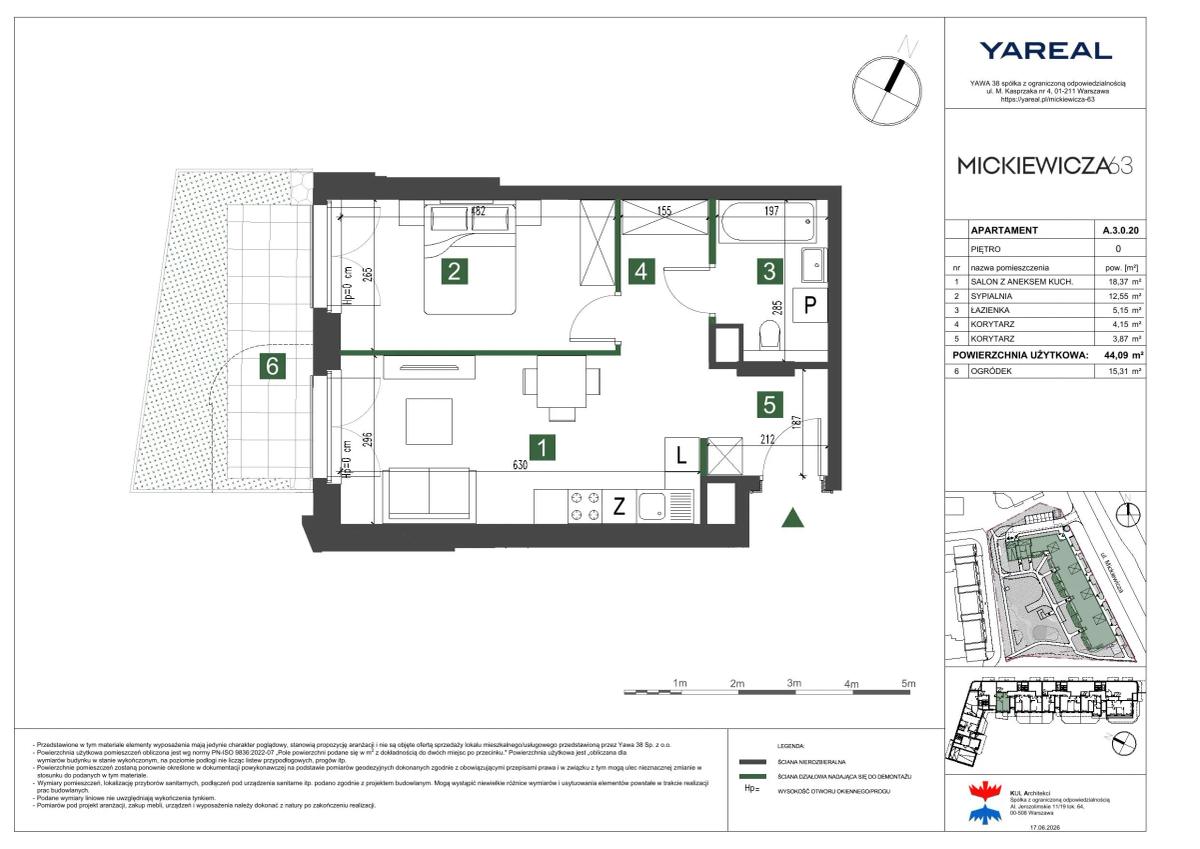 2 rooms · 44,1 m² · Floor 0 · Unit A.3.0.20