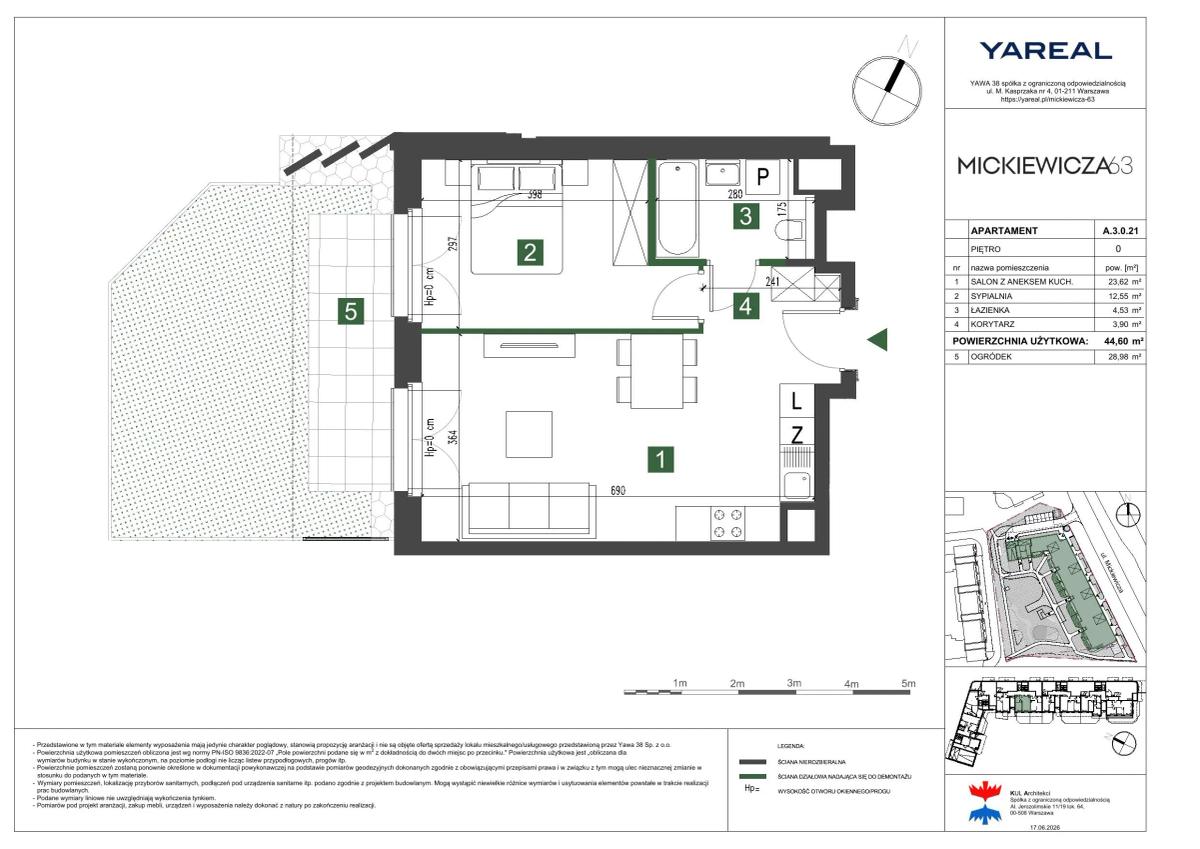 2 rooms · 44,6 m² · Floor 0 · Unit A.3.0.21