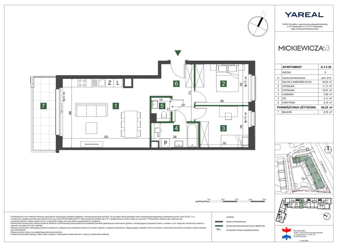 3 rooms · 69,3 m² · Floor 3 · Unit A.3.3.29