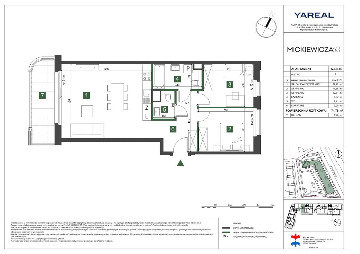 3 rooms · 71,8 m² · Floor 4 · Unit A.3.4.34
