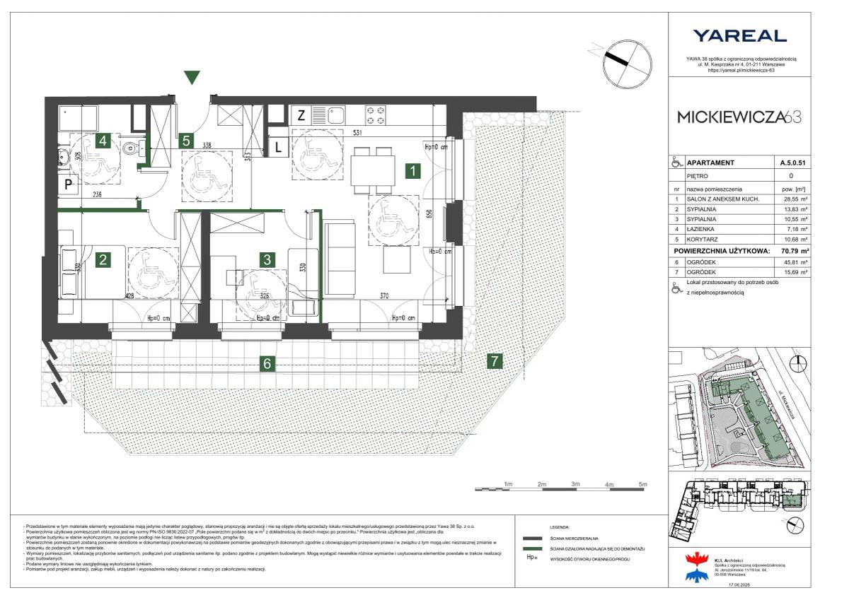 3 rooms · 70,8 m² · Floor 0 · Unit A.5.0.51