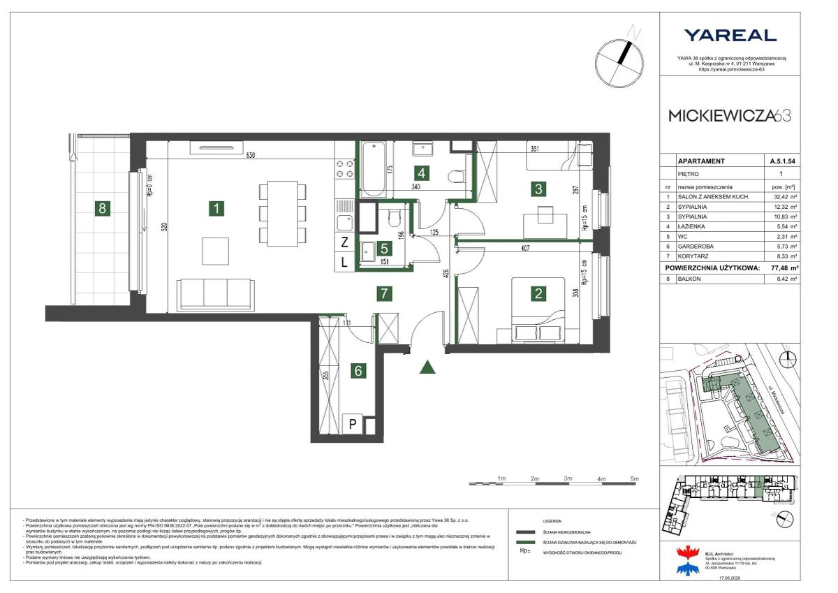3 rooms · 77,5 m² · Floor 1 · Unit A.5.1.54