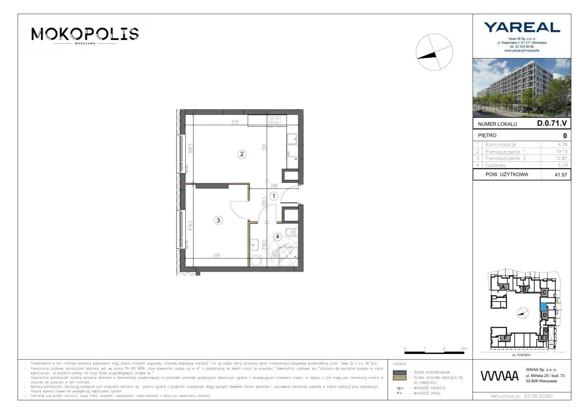 2 кімнат · 41,6 m² · Поверх 0 · Квартира D.0.71.V