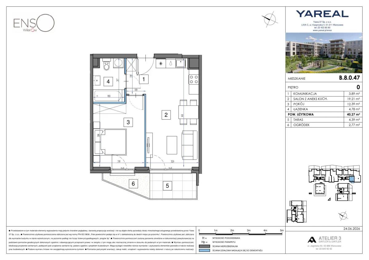 2 rooms · 40,3 m² · Floor 0 · Unit B.8.0.47