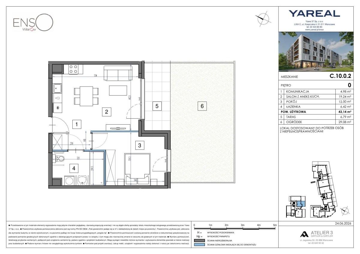 2 rooms · 43,1 m² · Floor 0 · Unit C.10.0.2