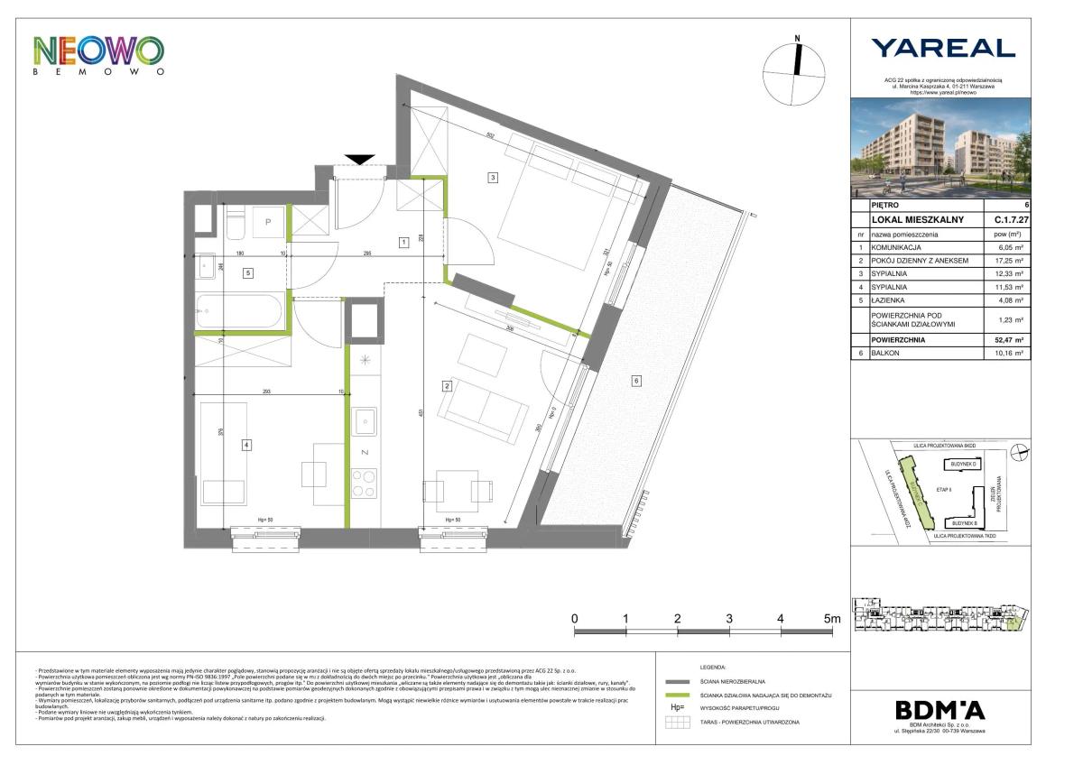 3 комнаты · 52,3 m² · Этаж 6 · Квартира C.1.7.27