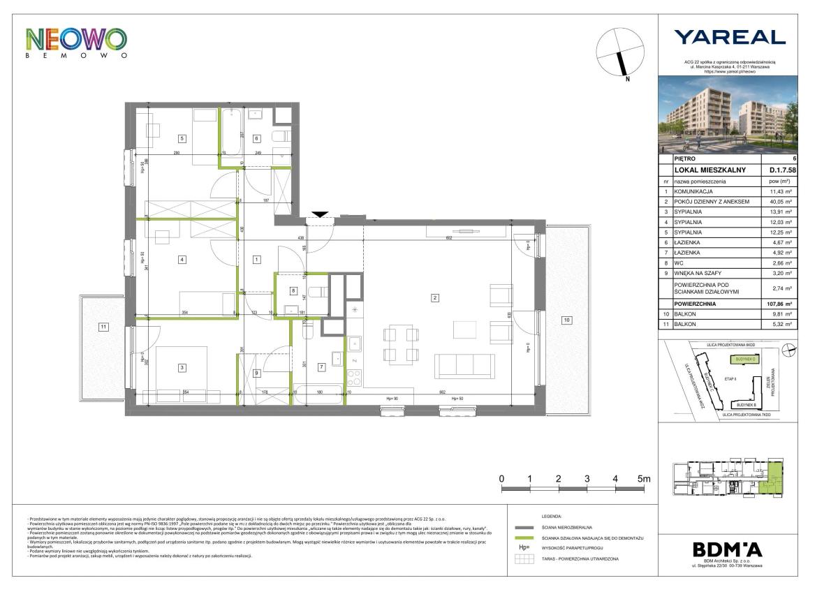 4 комнаты · 107,5 m² · Этаж 6 · Квартира D.1.7.58
