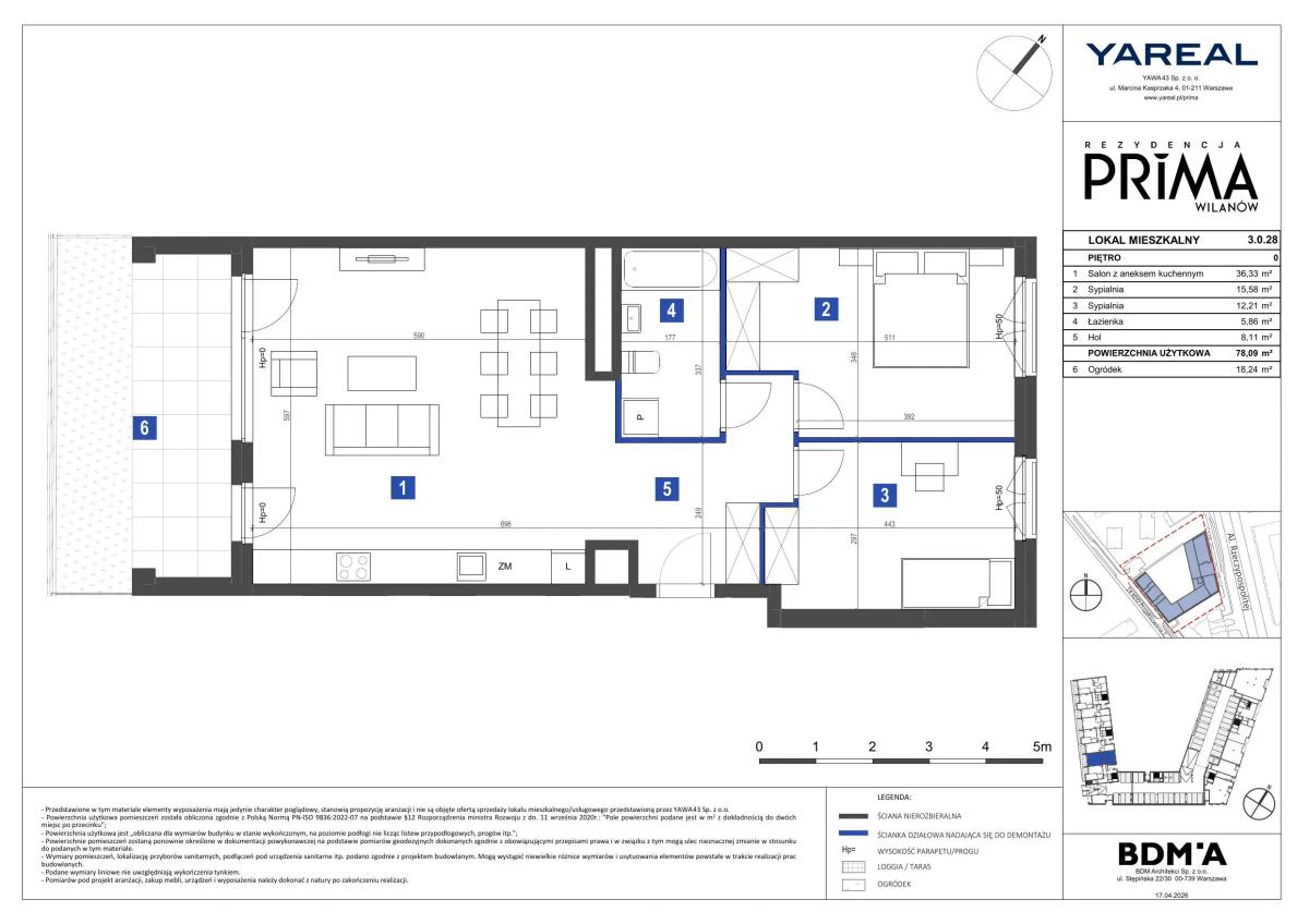 3 pokoje · 78,1 m² · Piętro 0 · Lokal 3.0.28