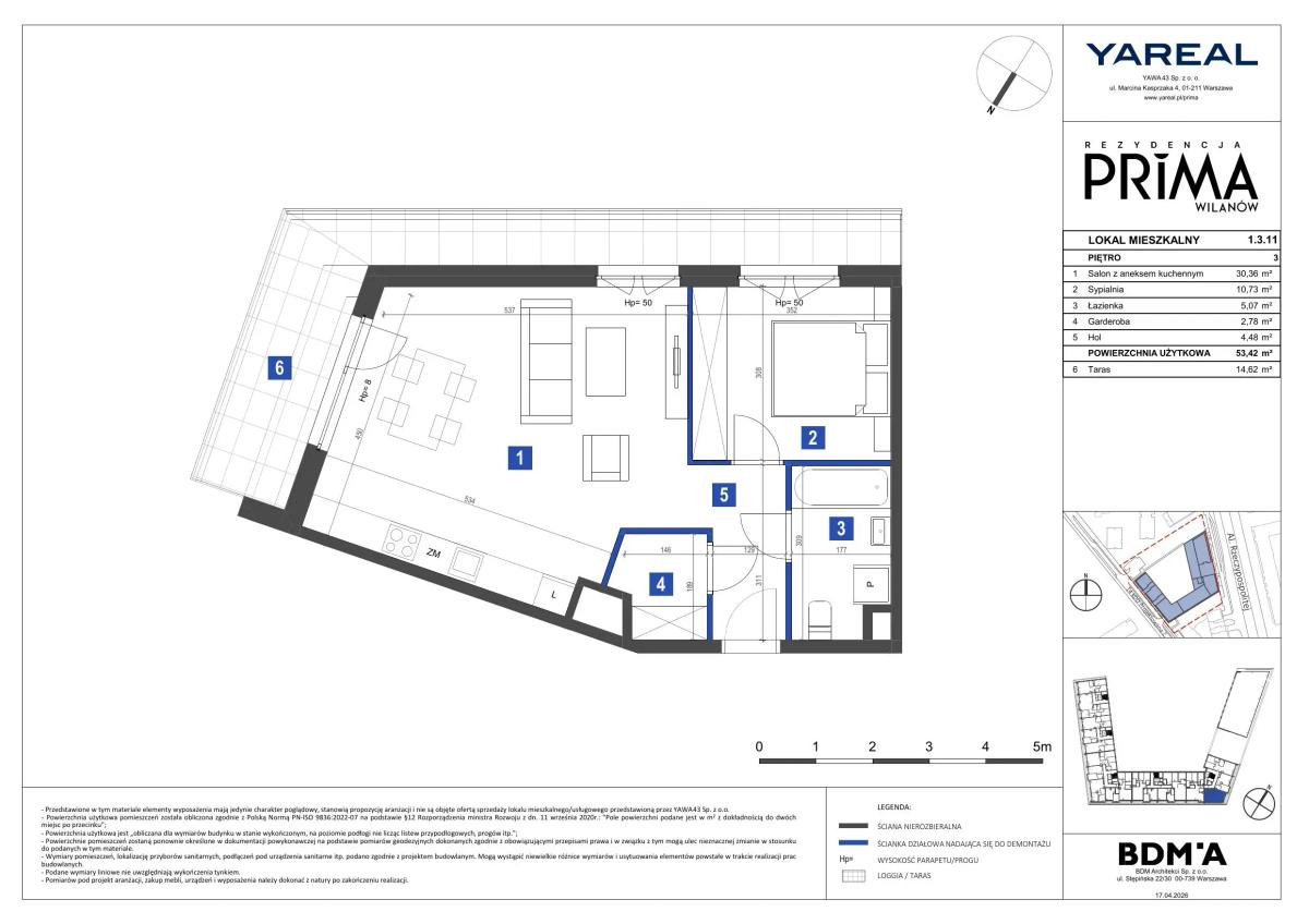 2 pokoje · 53,4 m² · Piętro 3 · Lokal 1.3.11