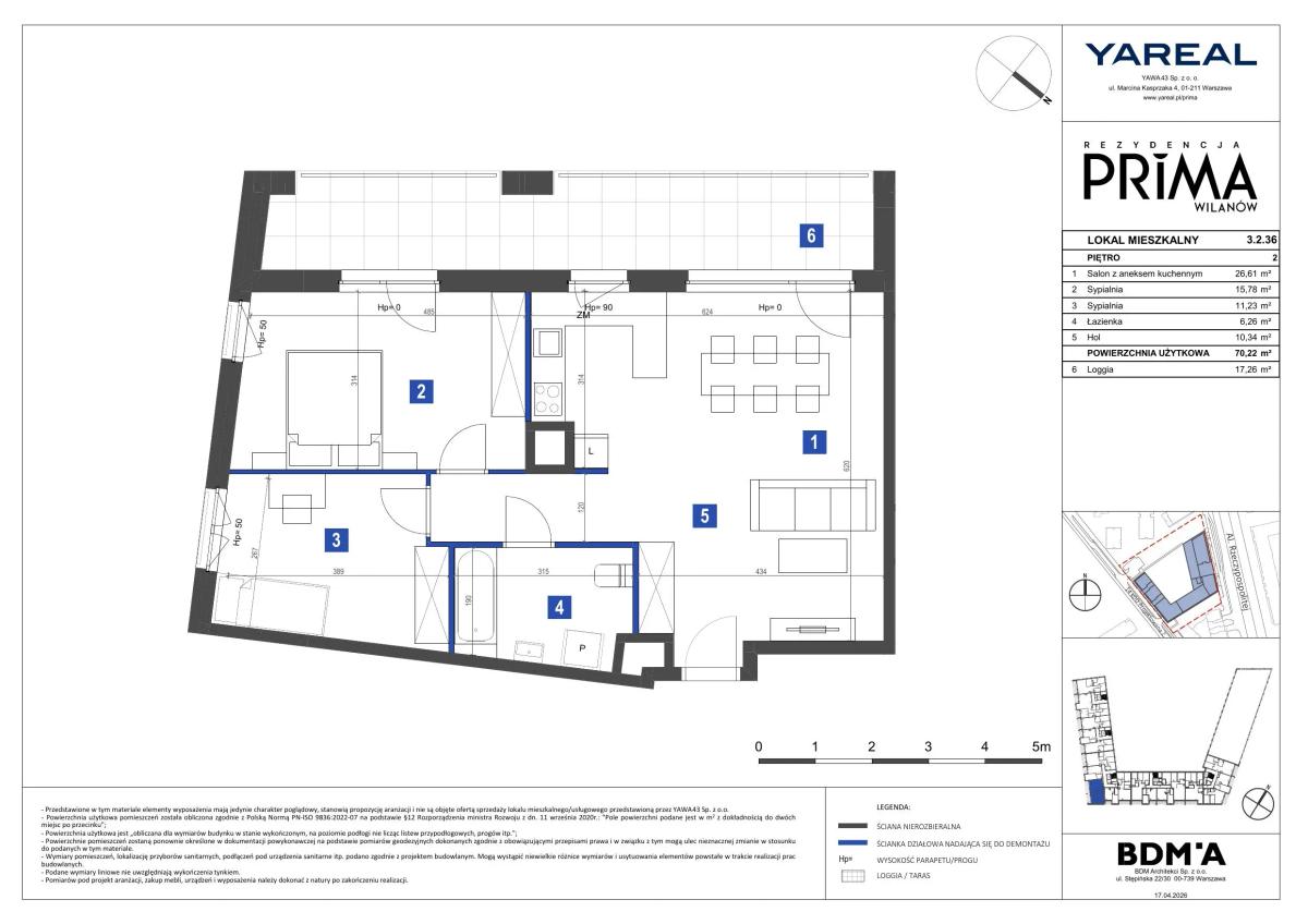 3 pokoje · 70,2 m² · Piętro 2 · Lokal 3.2.36