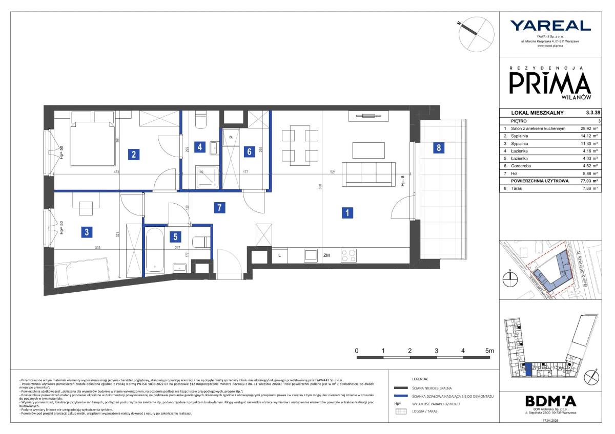 3 pokoje · 77 m² · Piętro 3 · Lokal 3.3.39