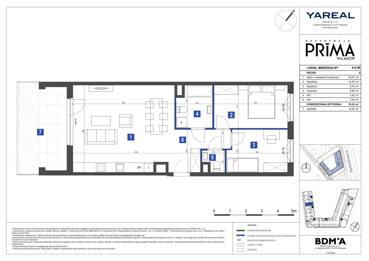 3 pokoje · 70,2 m² · Piętro 0 · Lokal 4.0.49