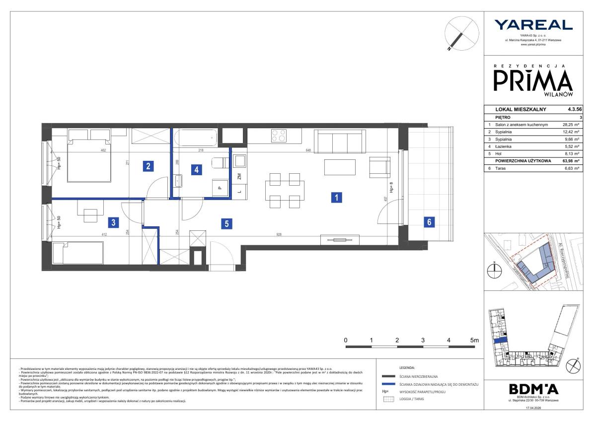 3 pokoje · 64 m² · Piętro 3 · Lokal 4.3.56