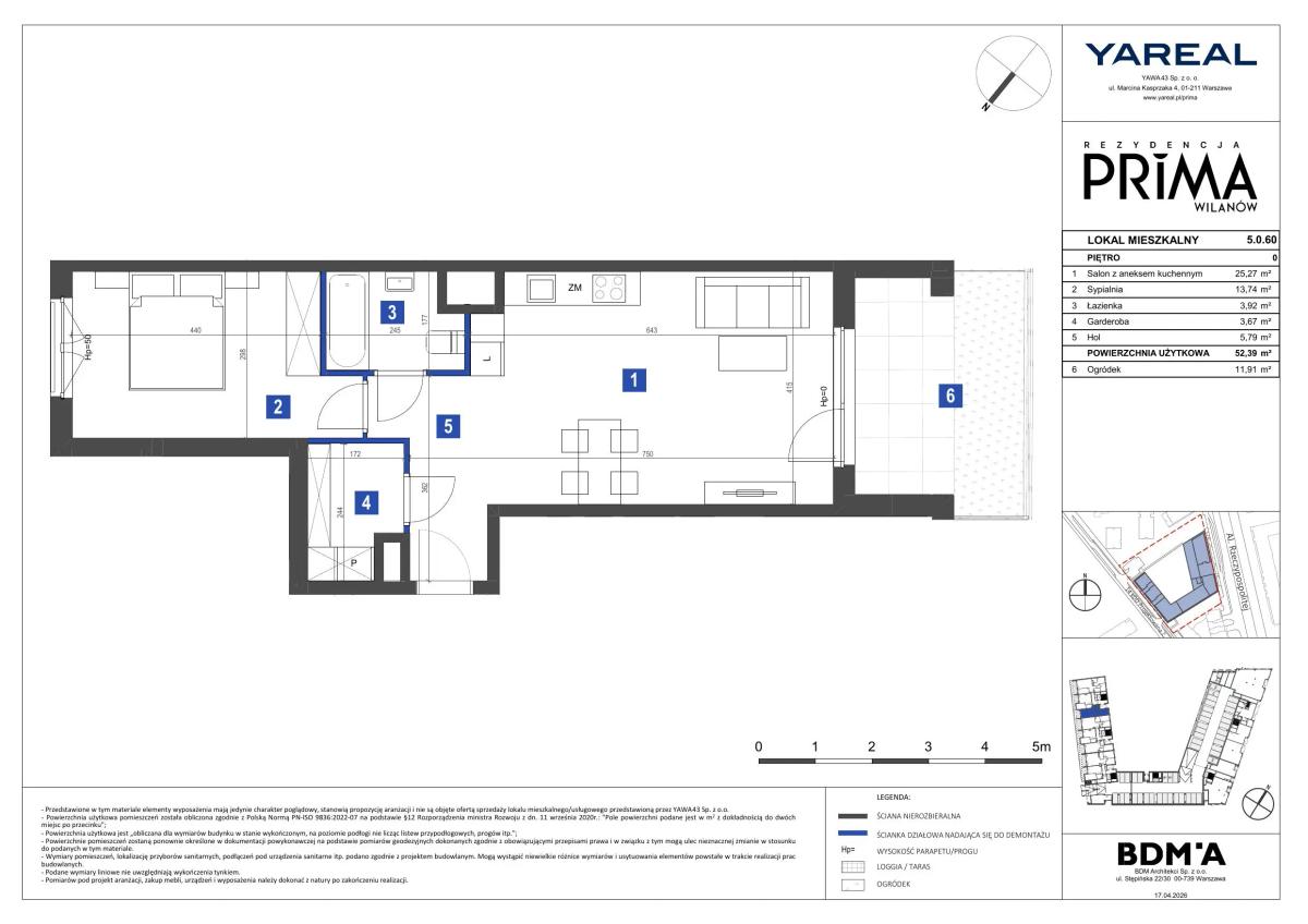 2 pokoje · 52,4 m² · Piętro 0 · Lokal 5.0.60