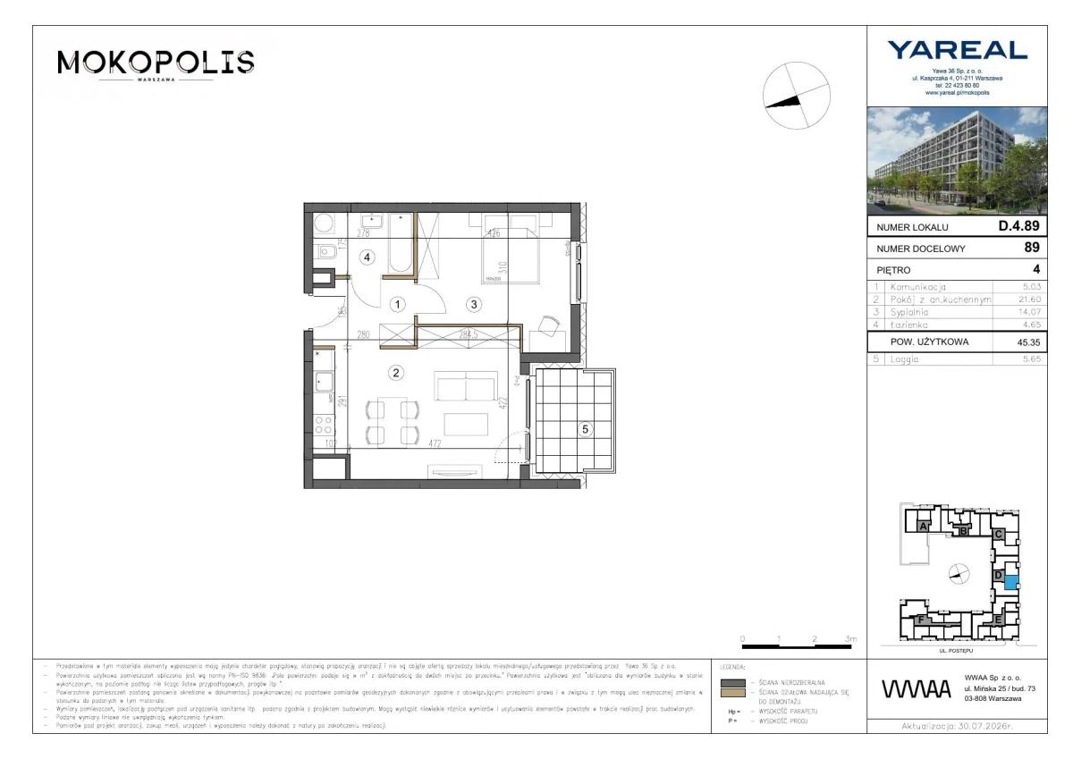2 кімнат · 45,4 m² · Поверх 4 · Квартира D.4.89