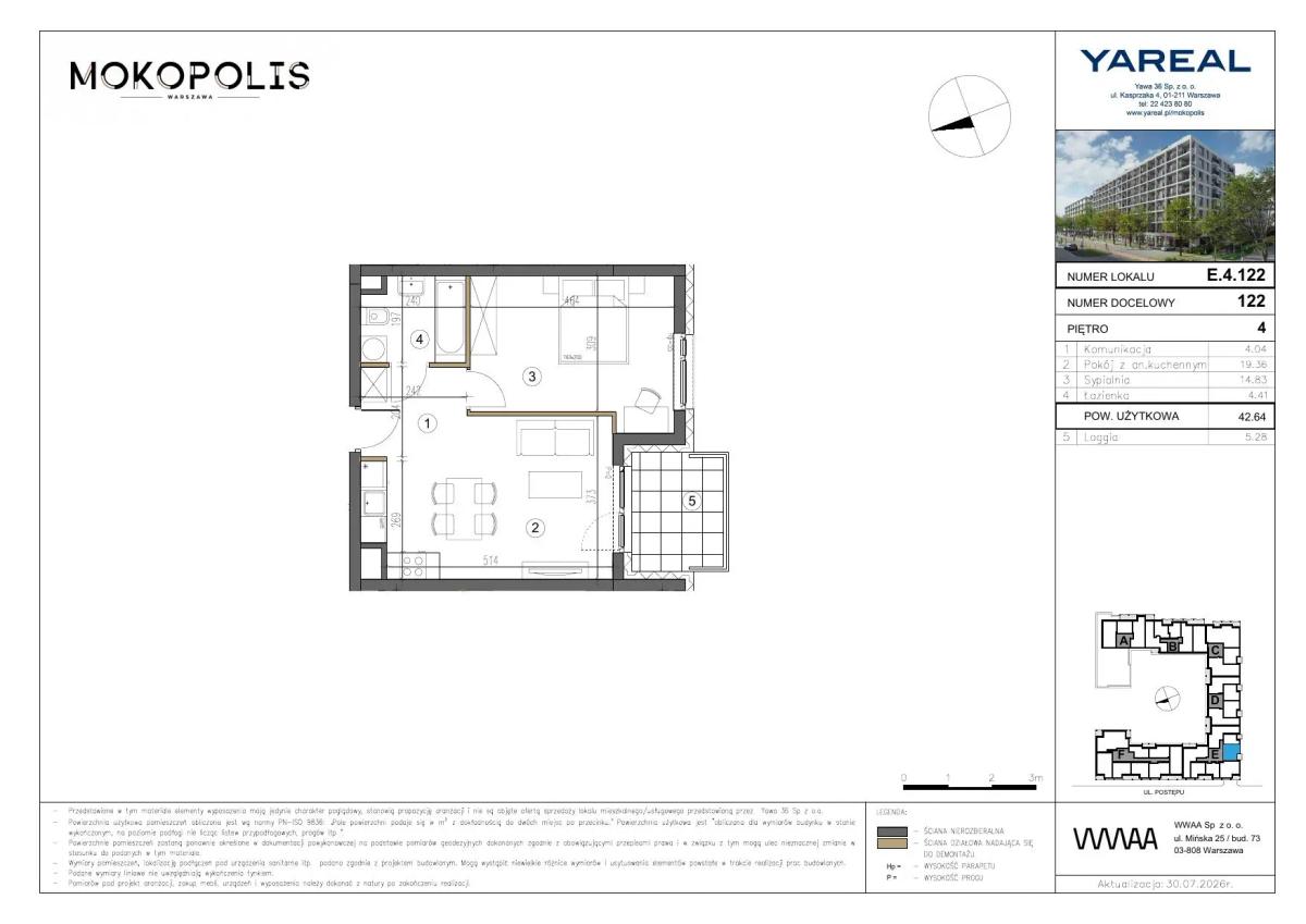 2 кімнат · 42,6 m² · Поверх 4 · Квартира E.4.122