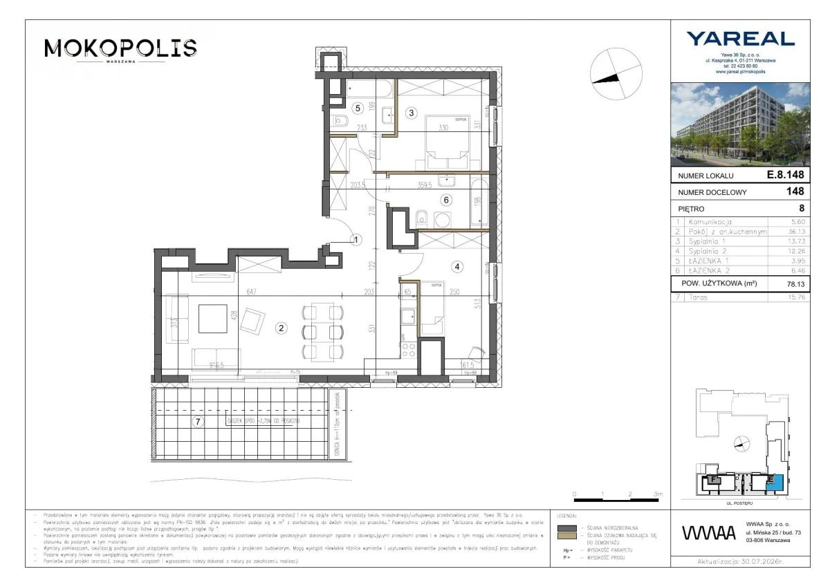 3 кімнат · 78,1 m² · Поверх 8 · Квартира E.8.148
