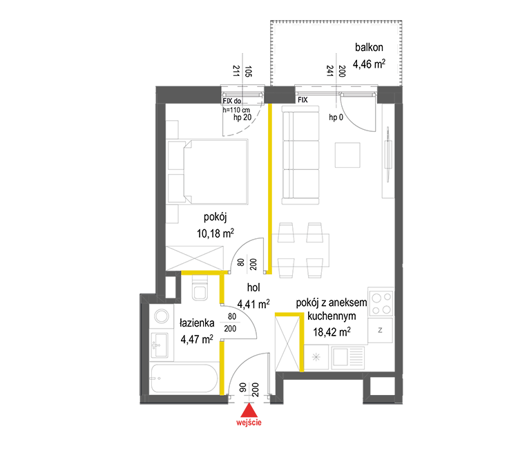 2 rooms · 37,5 m² · Floor 1 · Unit 73
