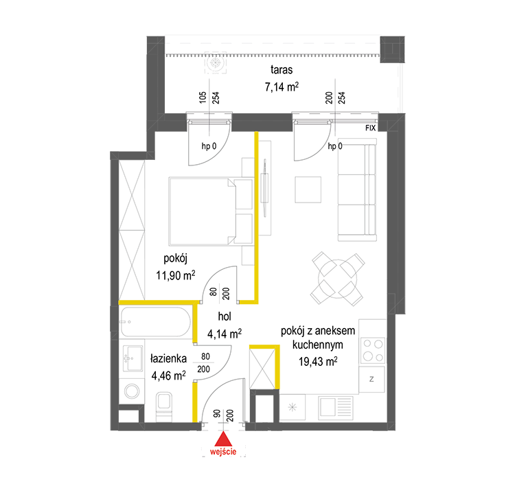 2 rooms · 39,9 m² · Floor 1 · Unit 1