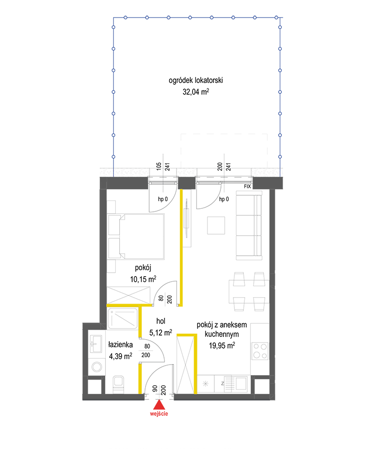 2 rooms · 39,6 m² · Floor 0 · Unit 100