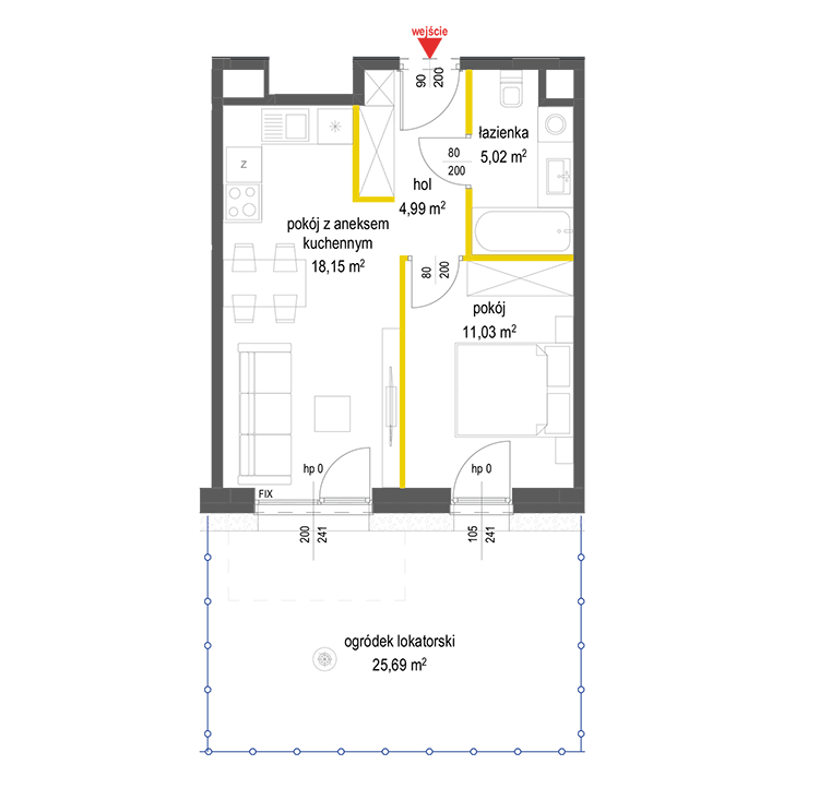 2 rooms · 39,2 m² · Floor 0 · Unit 104