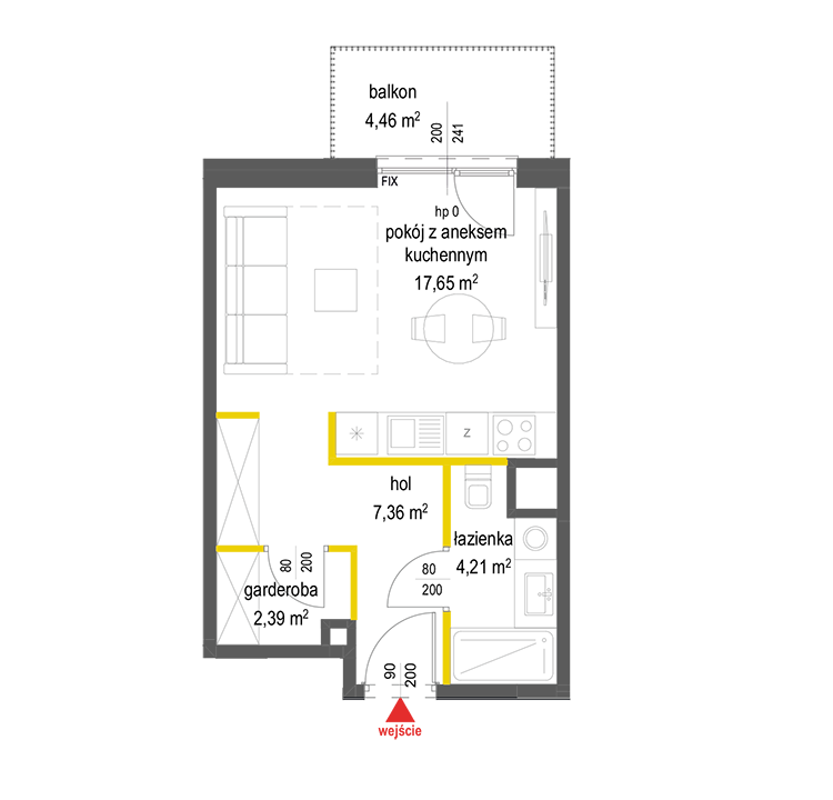 1 room · 31,6 m² · Floor 3 · Unit 130