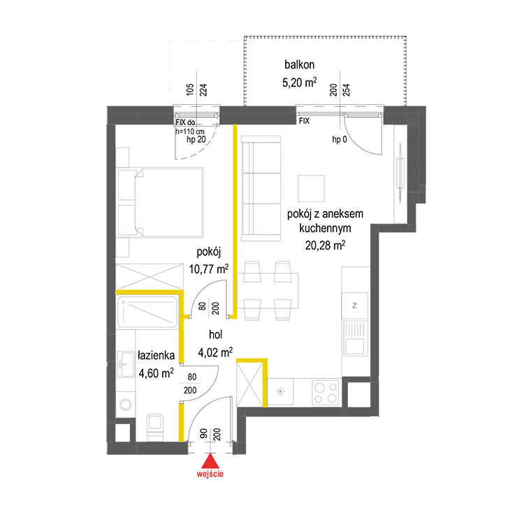 2 rooms · 39,7 m² · Floor 2 · Unit 18