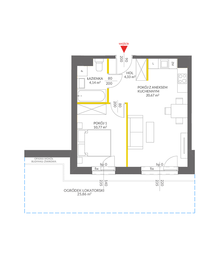 2 кімнат · 39,8 m² · Поверх 0 · Квартира 119
