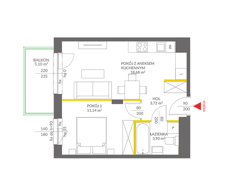 2 кімнат · 37,6 m² · Поверх 2 · Квартира 25