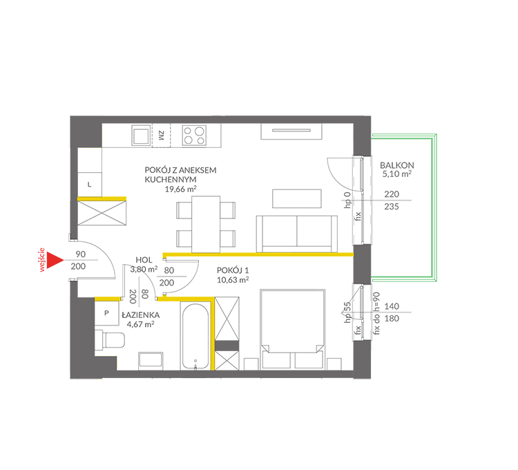 2 кімнат · 38,9 m² · Поверх 2 · Квартира 70