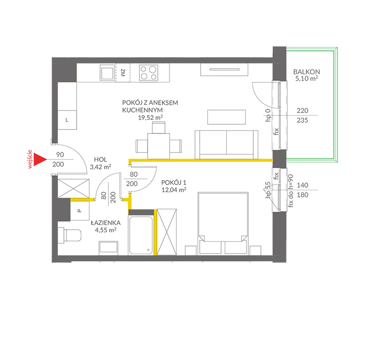 2 кімнат · 39,6 m² · Поверх 2 · Квартира 71