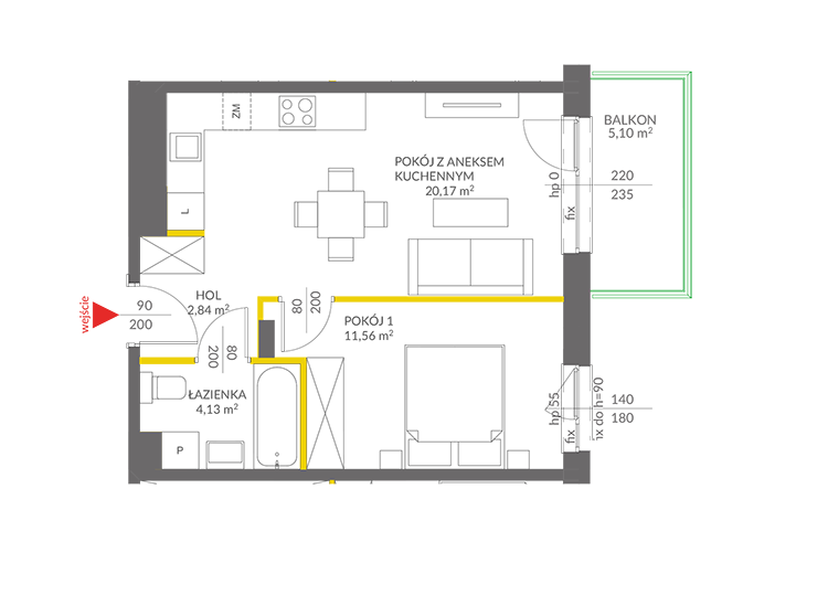 2 кімнат · 38,8 m² · Поверх 2 · Квартира 72