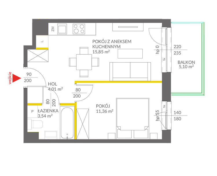 2 кімнат · 34,8 m² · Поверх 2 · Квартира 144