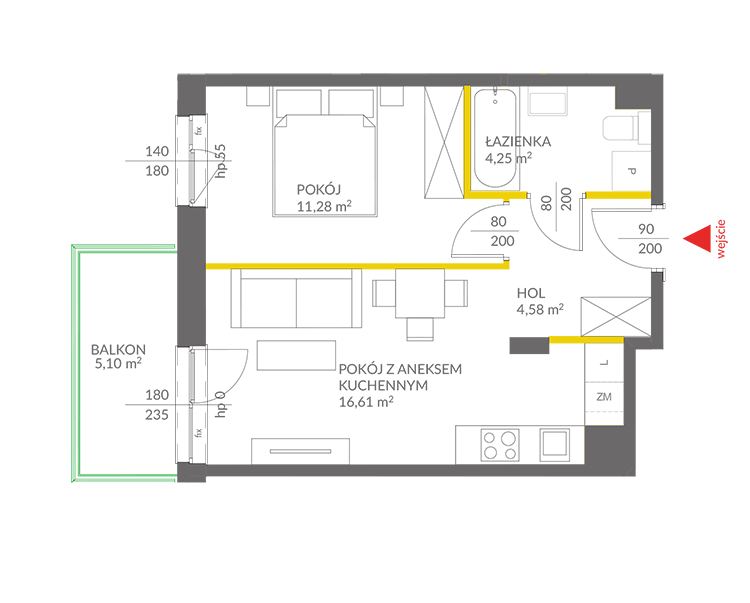 2 кімнат · 36,7 m² · Поверх 2 · Квартира 148