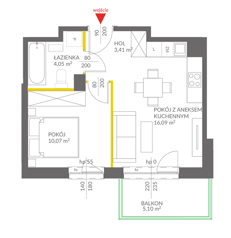 2 кімнат · 33,6 m² · Поверх 2 · Квартира 96
