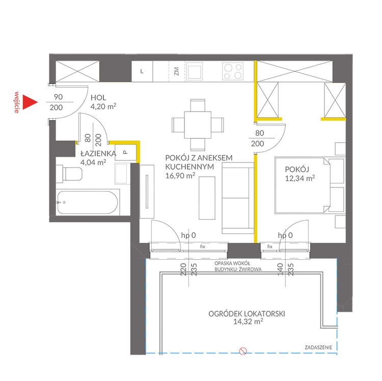 2 кімнат · 37,5 m² · Поверх 0 · Квартира 16