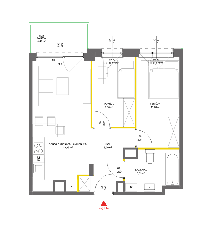 3 кімнат · 50,4 m² · Поверх 1 · Квартира 25