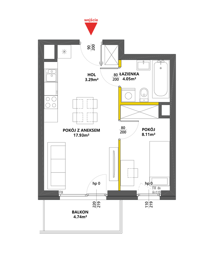 2 комнаты · 33,4 m² · Этаж 1 · Квартира 5