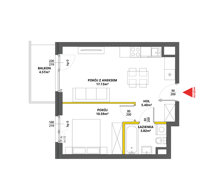 2 комнаты · 36,9 m² · Этаж 4 · Квартира 68
