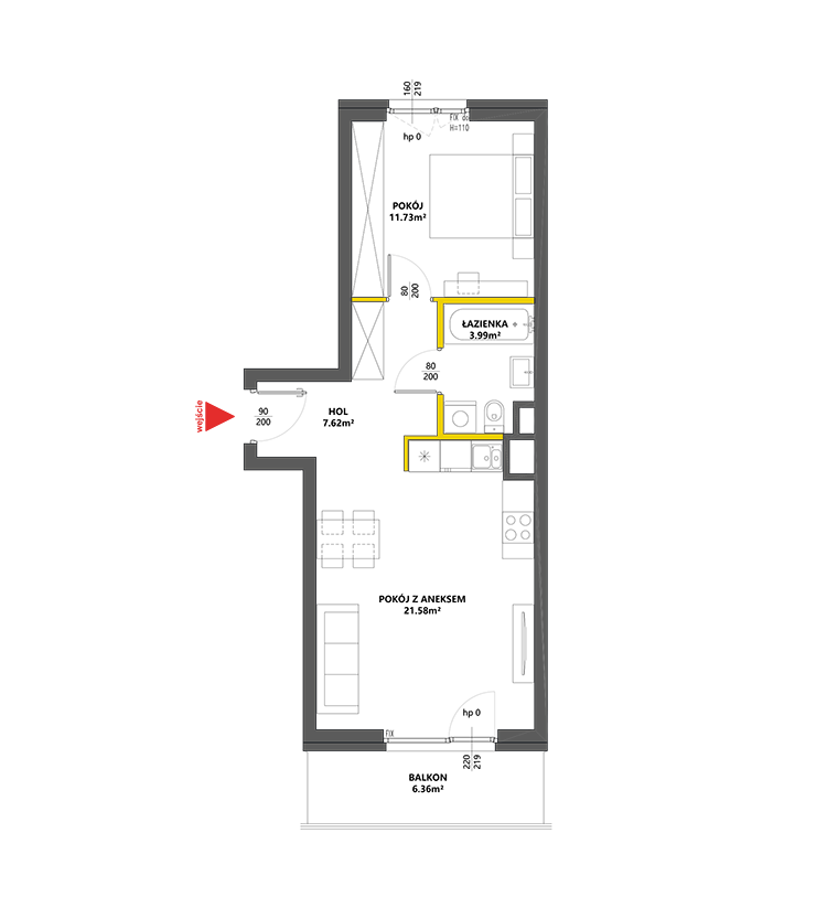 2 комнаты · 44,9 m² · Этаж 1 · Квартира 81