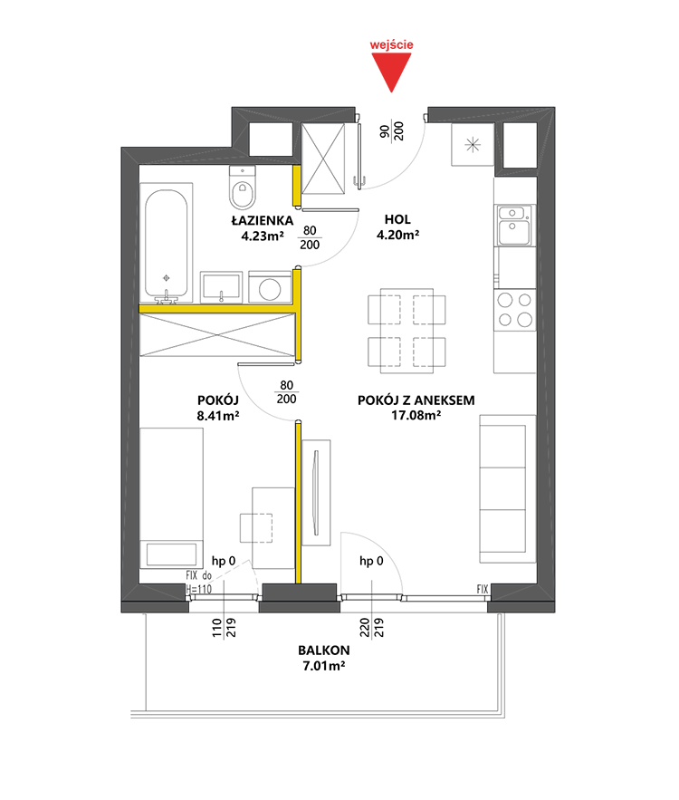 2 комнаты · 33,9 m² · Этаж 2 · Квартира 113