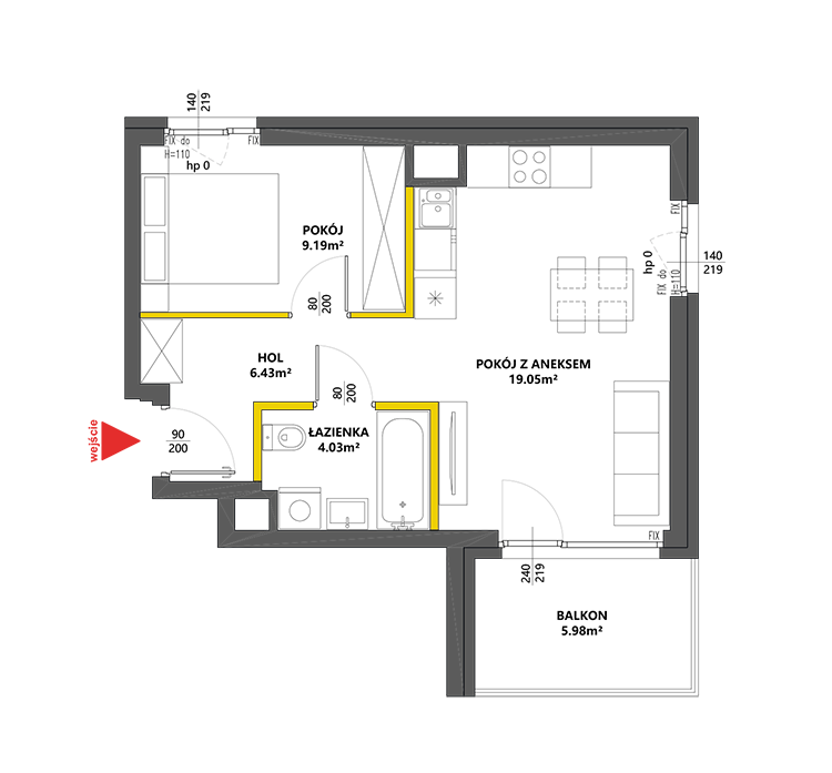 2 комнаты · 38,7 m² · Этаж 3 · Квартира 115