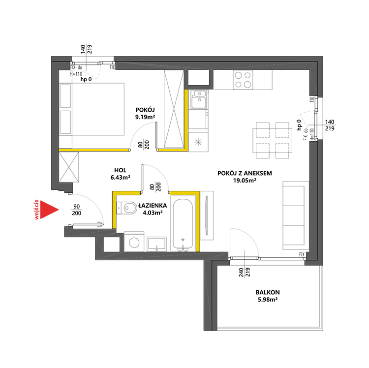 2 комнаты · 38,7 m² · Этаж 4 · Квартира 119