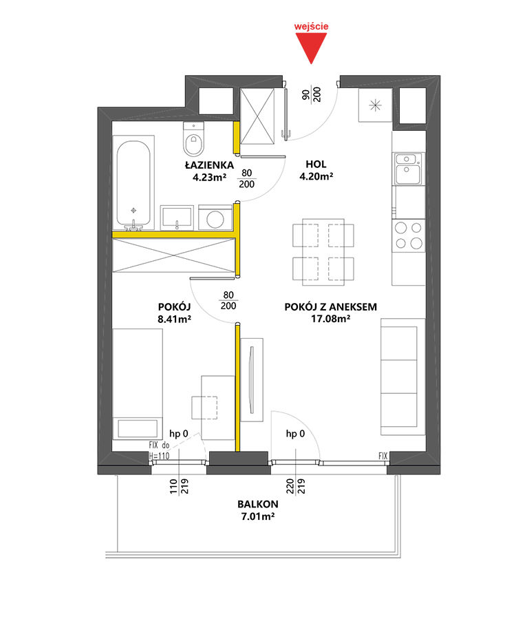 2 комнаты · 33,9 m² · Этаж 4 · Квартира 121