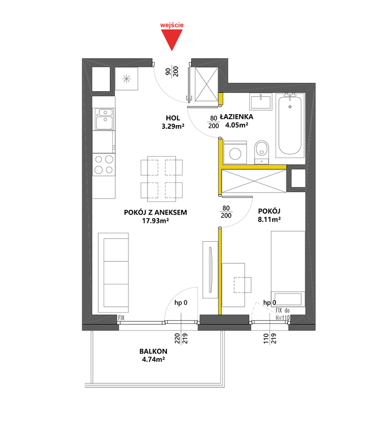 2 комнаты · 33,4 m² · Этаж 4 · Квартира 17