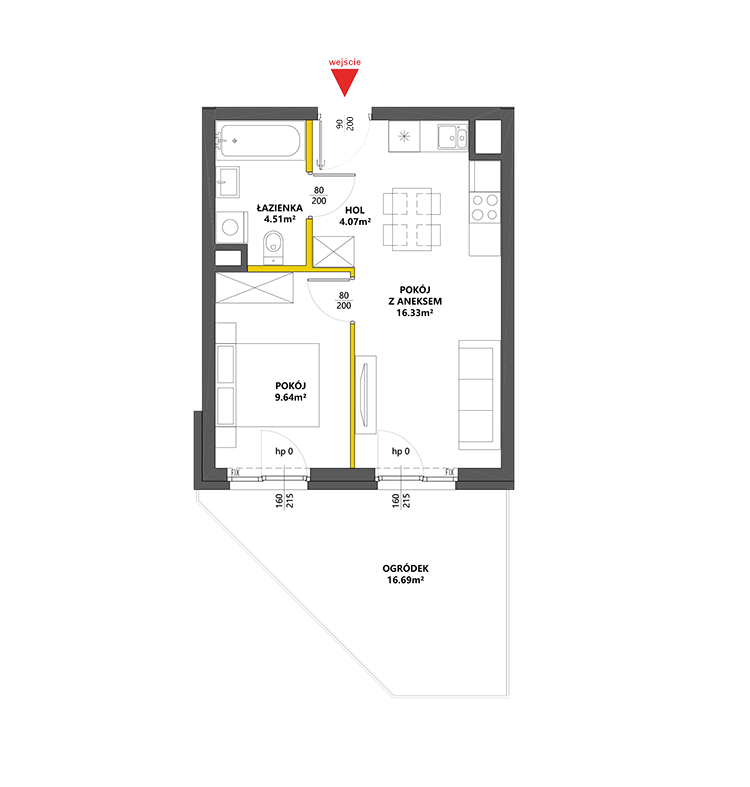 2 комнаты · 34,6 m² · Этаж 0 · Квартира 4