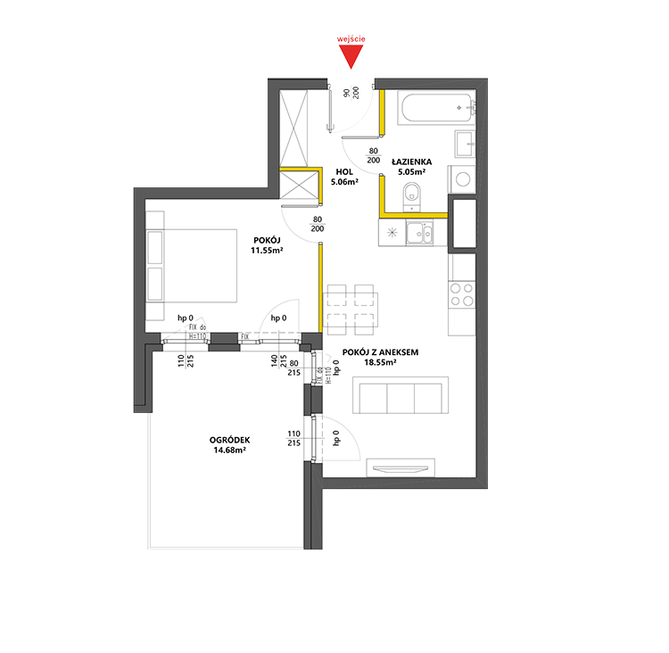 2 комнаты · 40,2 m² · Этаж 0 · Квартира 44