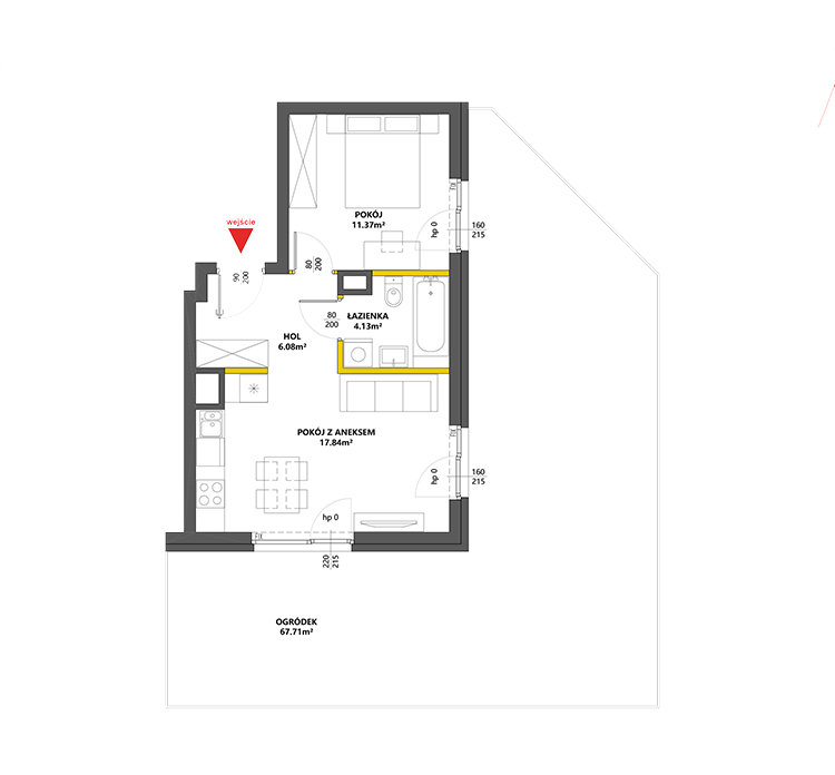 2 комнаты · 39,5 m² · Этаж 0 · Квартира 46