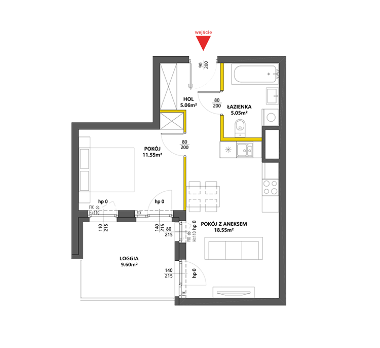 2 комнаты · 40,2 m² · Этаж 5 · Квартира 83