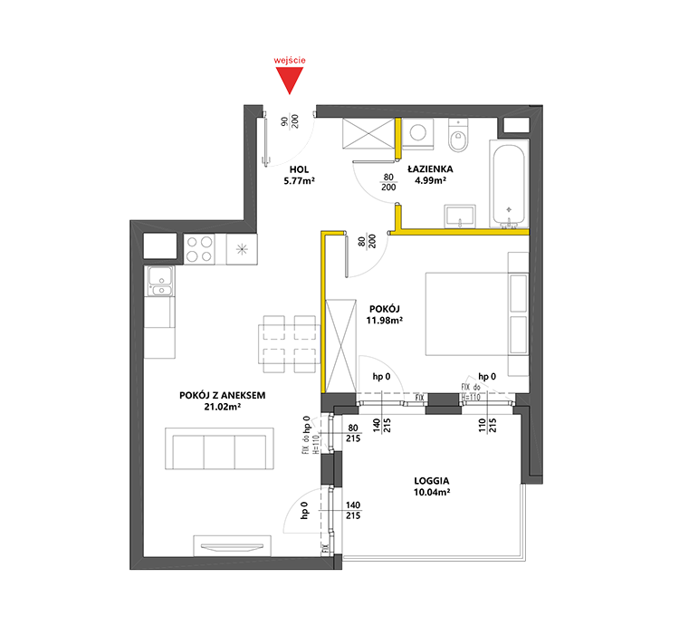 2 комнаты · 43,7 m² · Этаж 1 · Квартира 10